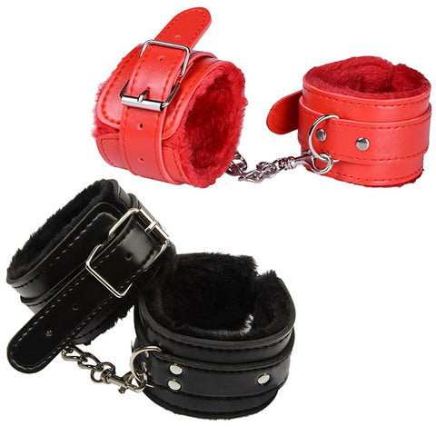 Sexy Adjustable PU Leather Plush Handcuff