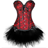 Sexy Burlesque Overbust Corset With Mini TuTu Skirt