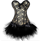 Sexy Burlesque Overbust Corset With Mini TuTu Skirt