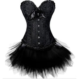 Sexy Burlesque Overbust Corset With Mini TuTu Skirt