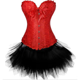 Sexy Burlesque Overbust Corset With Mini TuTu Skirt