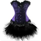 Sexy Burlesque Overbust Corset With Mini TuTu Skirt