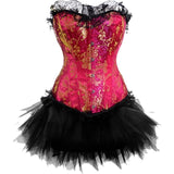 Sexy Burlesque Overbust Corset With Mini TuTu Skirt