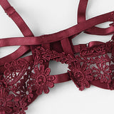 Burgundy Harness Lingerie Set With Choker