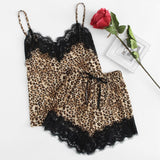 Eyelash Lace Leopard Cami Top & Shorts PJ Set