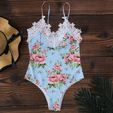 Floral Lace Border One Piece Swimsuit