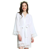 Cotton Kimono with Lace Trim