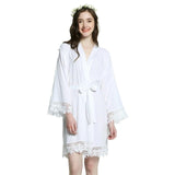 Cotton Kimono with Lace Trim