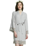 Cotton Kimono with Lace Trim