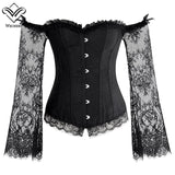 Steampunk Corset With Long Lace Sleeve