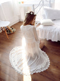 Classy White Lace Bridal Robe