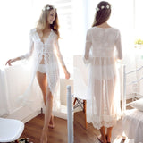 Classy White Lace Bridal Robe