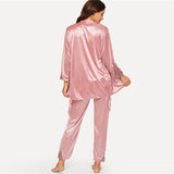 Pink Elegant Belted PJ Set