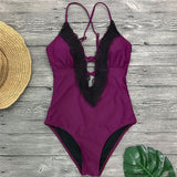 Floral Lace Border One Piece Swimsuit