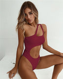 High Cut Hollow Out One Piece Swimwear