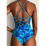 Green leaves One Shoulder Swimsuit