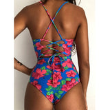 Green leaves One Shoulder Swimsuit