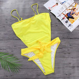 Snake Skin Splicing Backless Bandage Swimwear