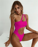 High Cut Hollow Out One Piece Swimwear