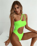 High Cut Hollow Out One Piece Swimwear